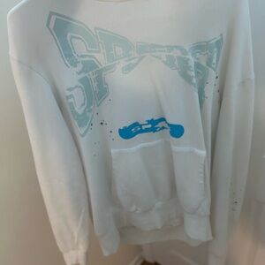 White and Blue RACING SP5DER hoodie mens